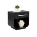 Sunpan Tarrant Rectangle Black Solid Oak Wood Nightstand 