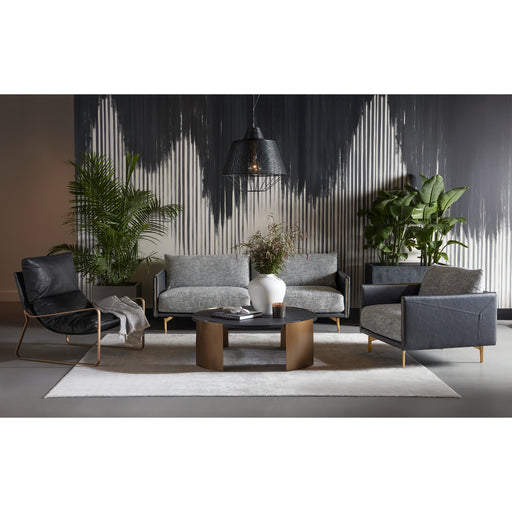 Sunpan Ashi Grey Fabric Mid Century Modern Armchair 