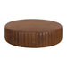 Sunpan Divano Round Aged Cognac Leather Ottoman