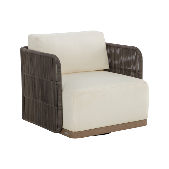 Sunpan Ravenna Stinson Cream Swivel Armchair 