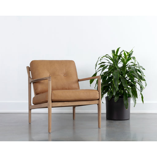 Sunpan Gilmore Brown Leather Modern Lounge Chair