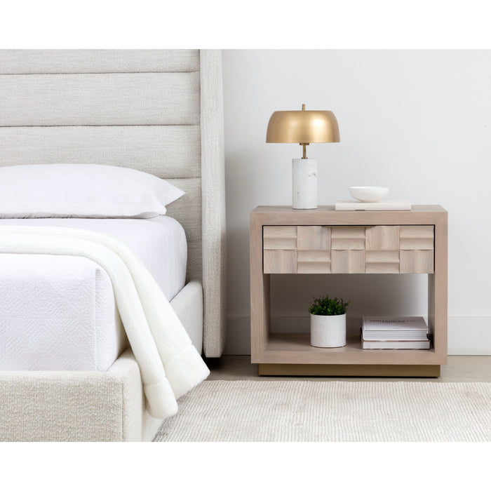 Sanpun Akava Light Wash Oak Wood Nightstand