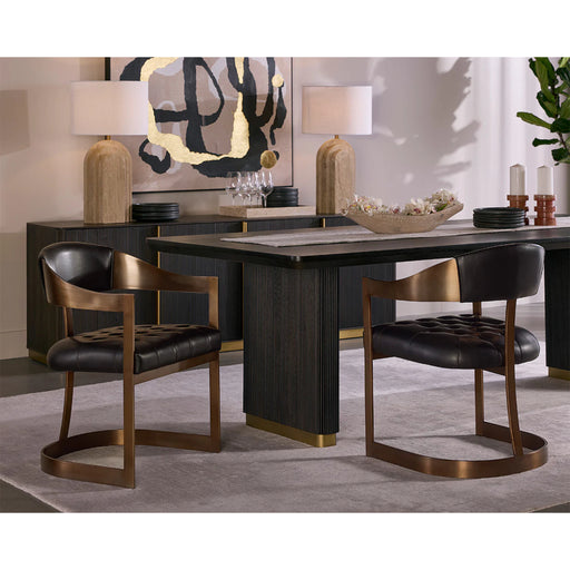 Sunpan Luxury Black Wood Table Black Chair Dining Set