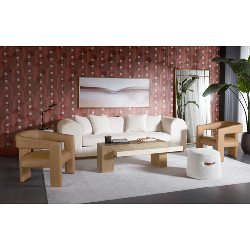 Sunpan Cobourg Brown Leather Modern Lounge Chair 