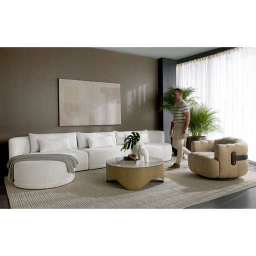 Sunpan Laken White Fabric Mid Century Modern Sofa Chaise - Laf