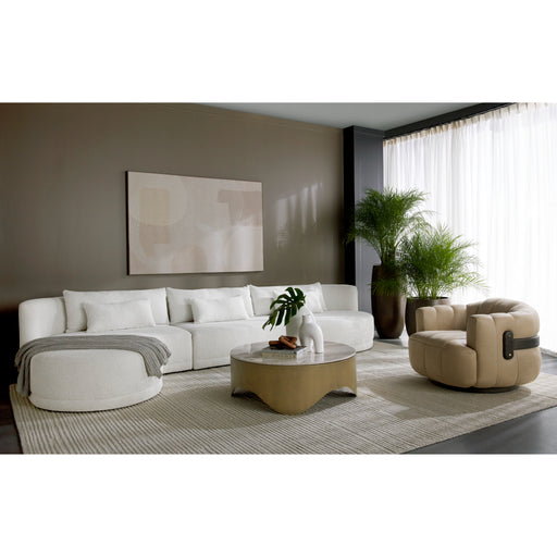 Sunpan Laken White Fabric Mid Century Modern Sofa Chaise - Laf