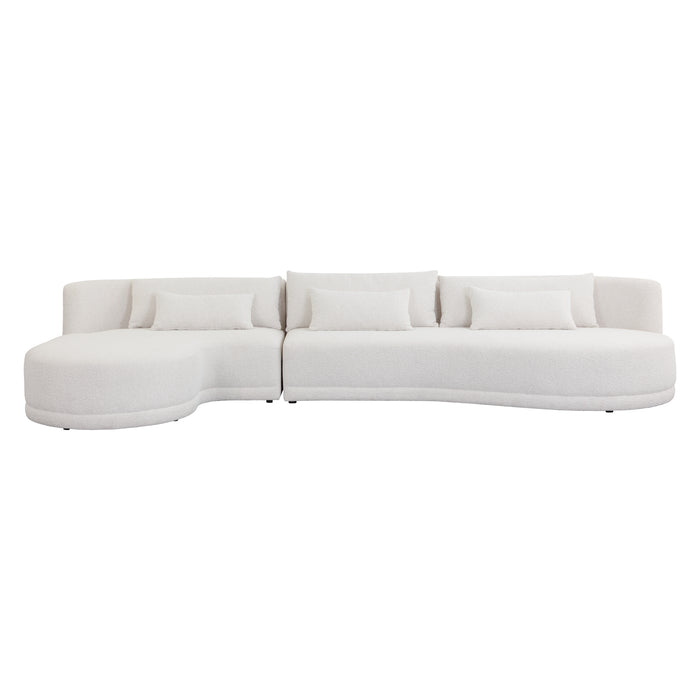 Sunpan Laken White Fabric Mid Century Modern Sofa Chaise - Laf