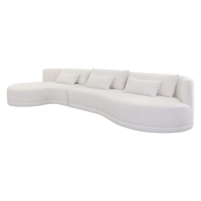 Sunpan Laken White Fabric Mid Century Modern Sofa Chaise - Laf