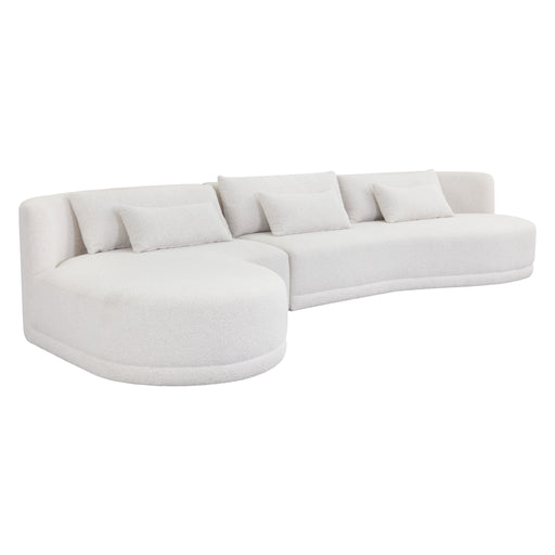 Sunpan Laken White Fabric Mid Century Modern Sofa Chaise - Laf