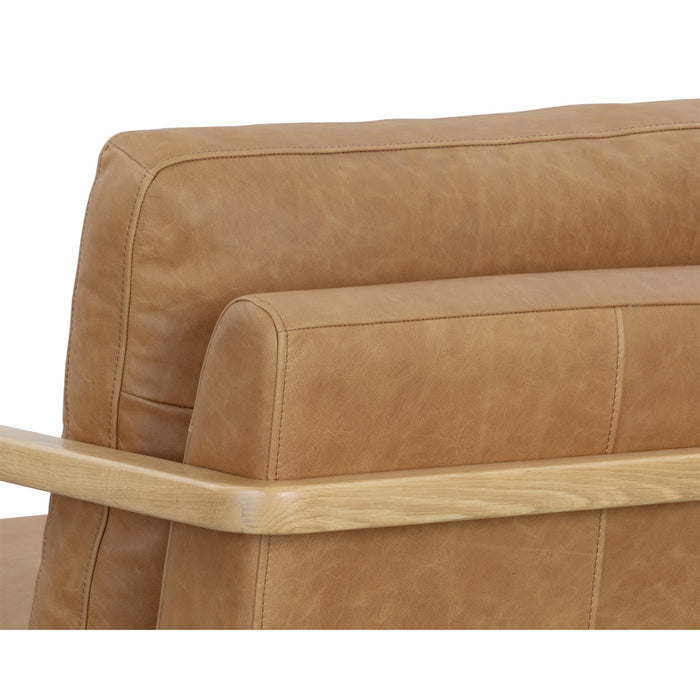 Sunpan Castell Brown Leather Swivel Lounge Chair