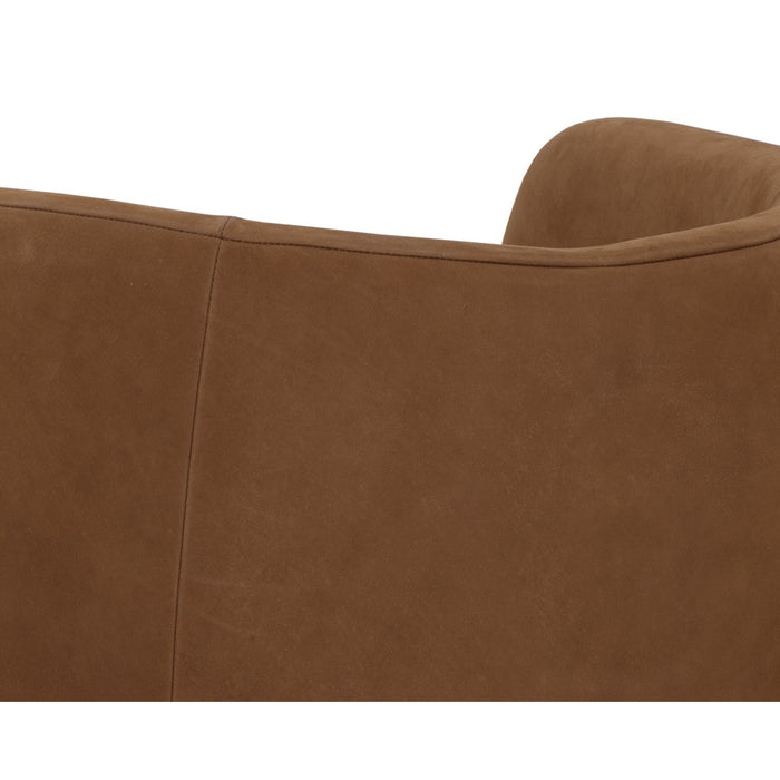 Sunpan Emilie Brown Leather Modern Swivel Lounge Chair