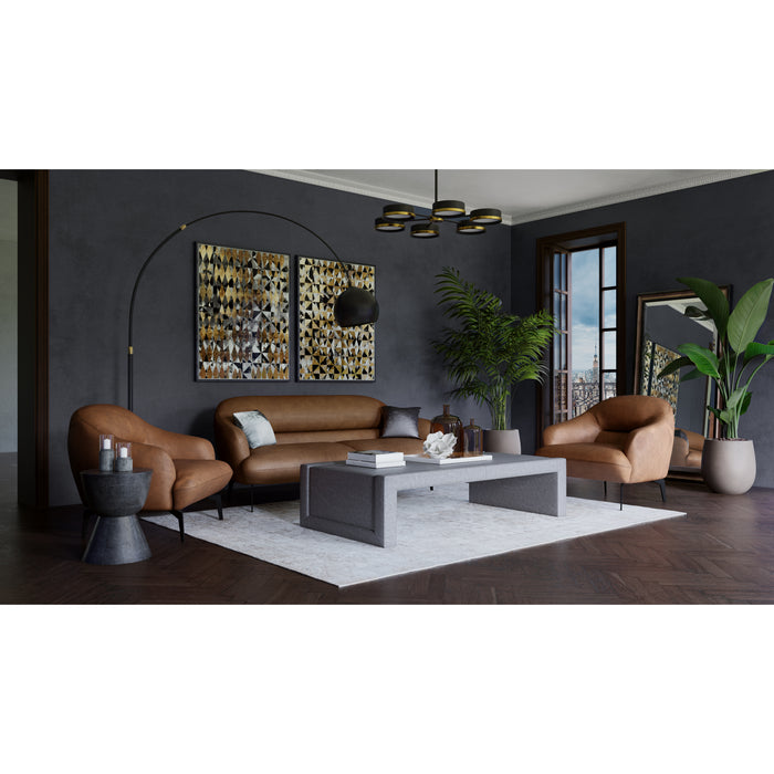 Sunpan Armani Brown Leather Modern Armchair 
