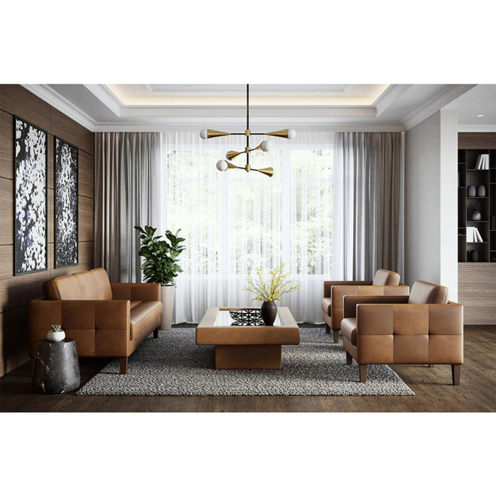 Sunpan Karmelo Brown Leather Sofa