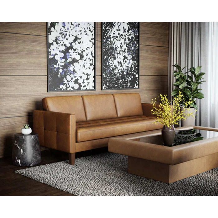 Sunpan Karmelo Brown Leather Sofa