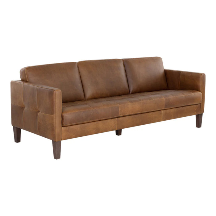 Sunpan Karmelo Brown Leather Sofa