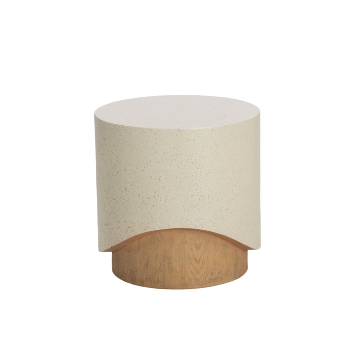 Sunpan Patras Indoor and Outdoor Round White Concrete End Table 