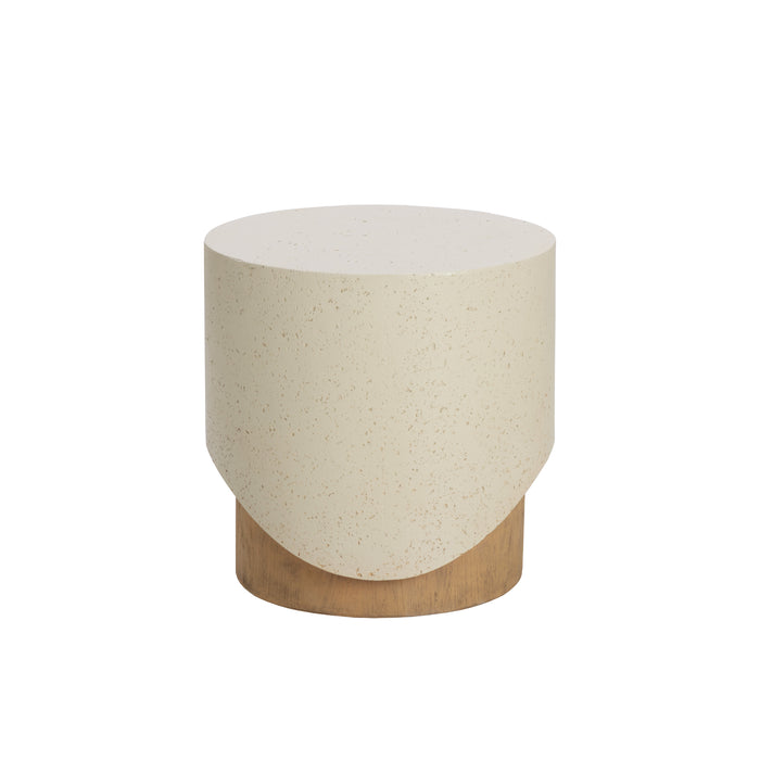 Sunpan Patras Indoor and Outdoor Round White Concrete End Table 