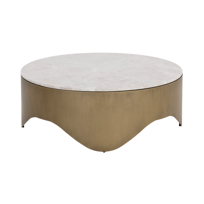 Sunpan Guinevere Round Cream Marble Top Coffee Table