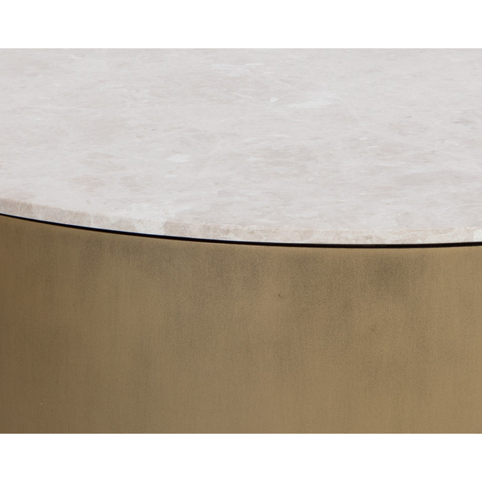 Sunpan Guinevere Round Cream Marble Top Coffee Table