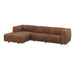 Sunpan Beau Brown Leather Mid Century Modern Sofa Chaise - Laf