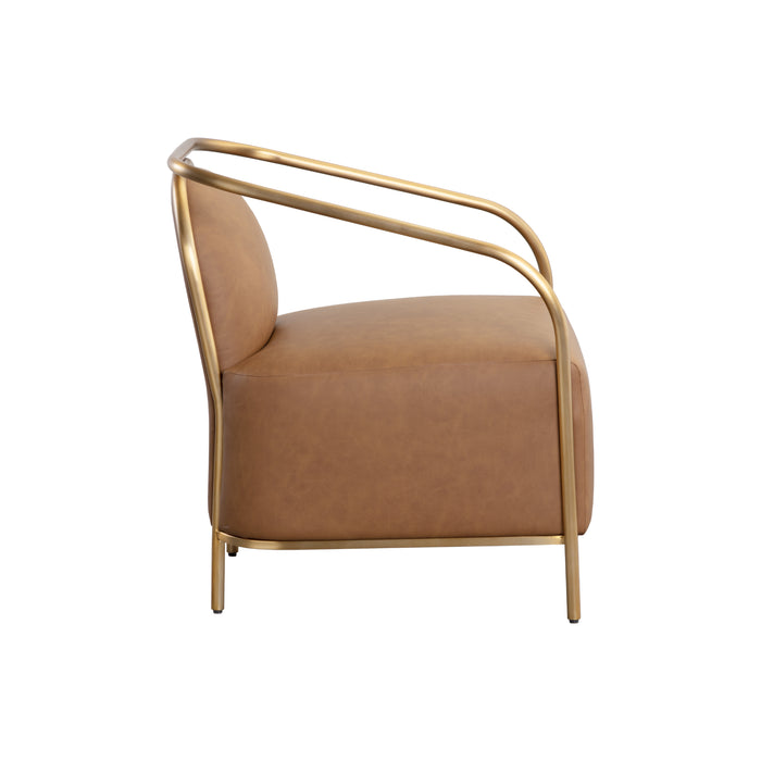 Sunpan Cicero Brown Faux Leather Modern Lounge Chair 