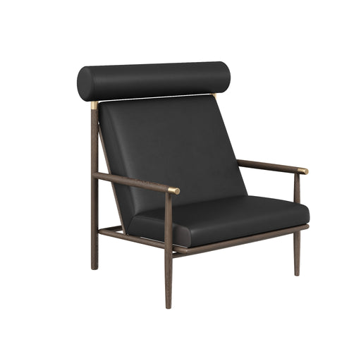Sunpan Biko Black Leather Mid Century Modern Lounge Chair 