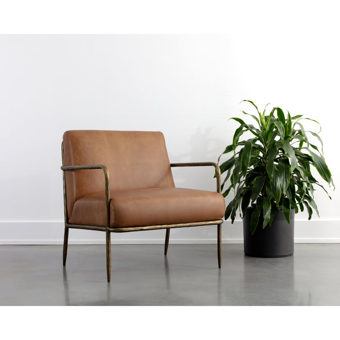 Sunpan Lathan Bovine Leather Modern Lounge Chair