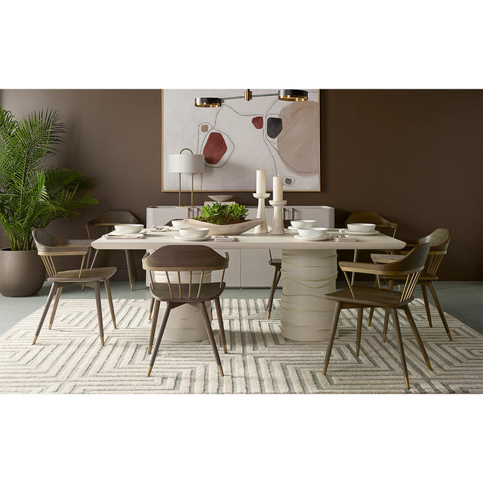 Sunpan Alanya Dining White Cream Concrete Dining Table Set