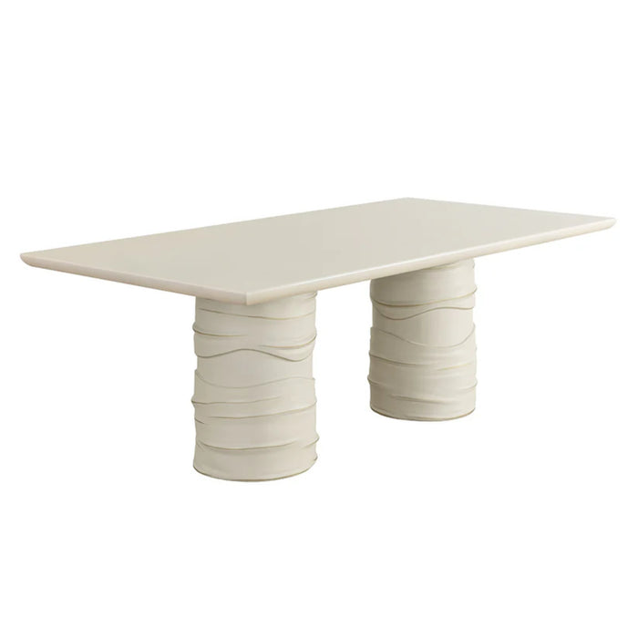 Sunpan Alanya Dining White Cream Concrete Dining Table Set
