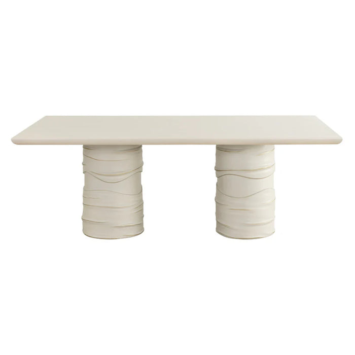 Sunpan Alanya Dining White Cream Concrete Dining Table Set