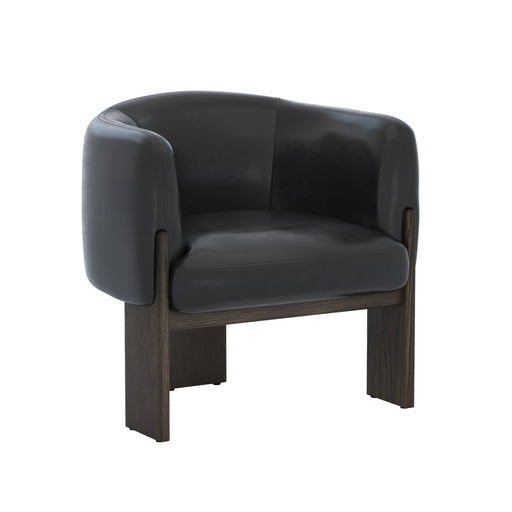 Sunpan Trine Vintage Black Leather Lounge Chair 