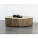 Sunpan Oberon Handcrafted Round Travertine Top Coffee Table