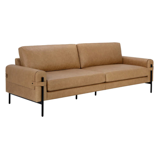 Sunpan Camus Brown Leather Sofa 