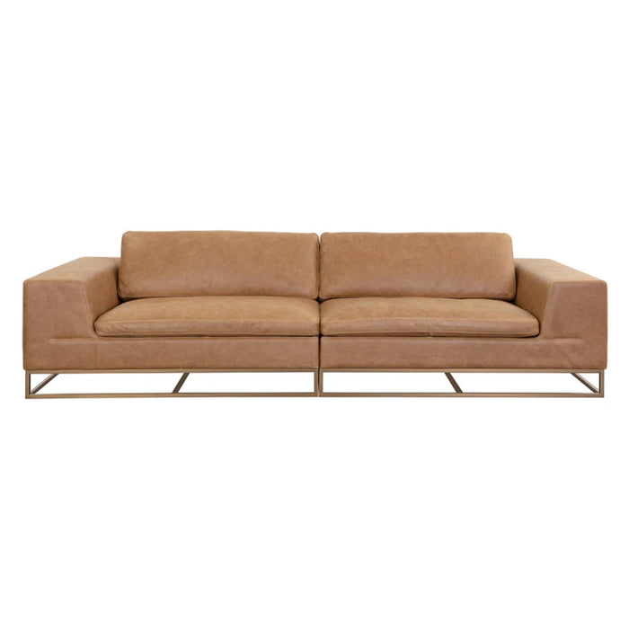 Sunpan Ira Brown Leather Sofa 