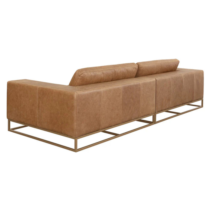 Sunpan Ira Brown Leather Sofa 