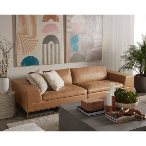 Sunpan Ira Brown Leather Sofa 