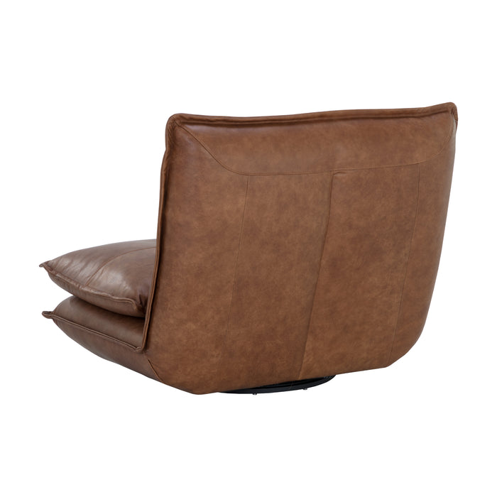 Sunpan Colson Brown Leather Swivel Armless Chair