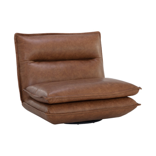 Sunpan Colson Brown Leather Swivel Armless Chair