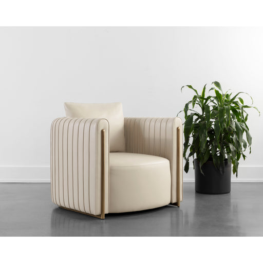 Sunpan Alix White Faux Leather Modern Lounge Chair