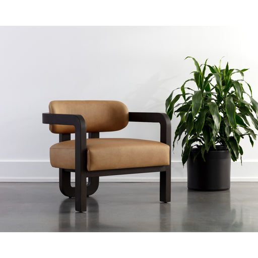 Sunpan Madrone Ludlow Sesame Leather Lounge Chair