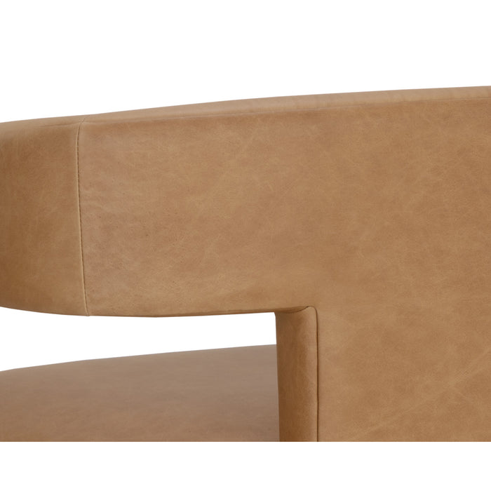 Sunpan Cobourg Brown Leather Modern Lounge Chair 