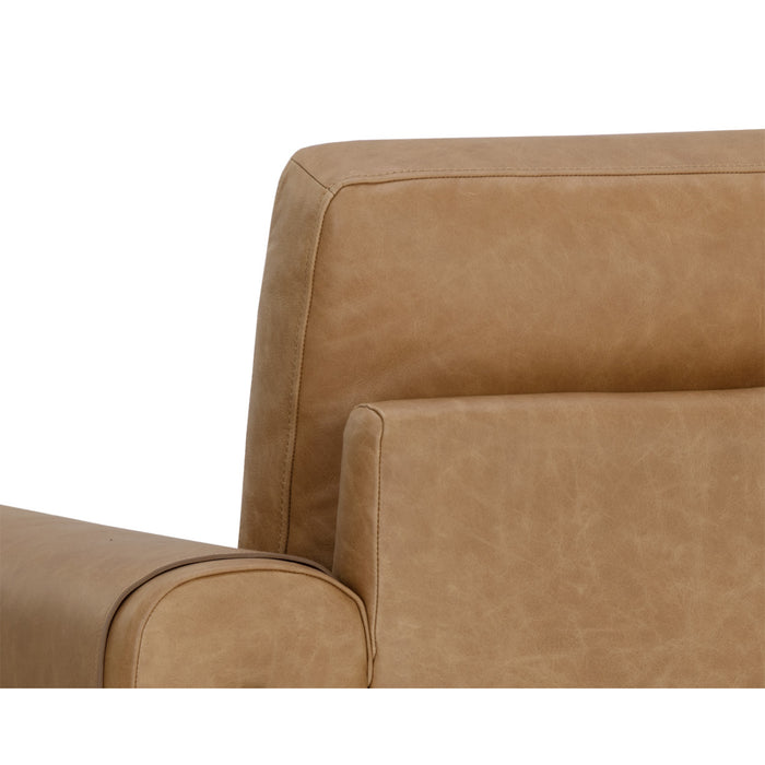 Sunpan Camus Brown Leather Mid Century Modern Armchair