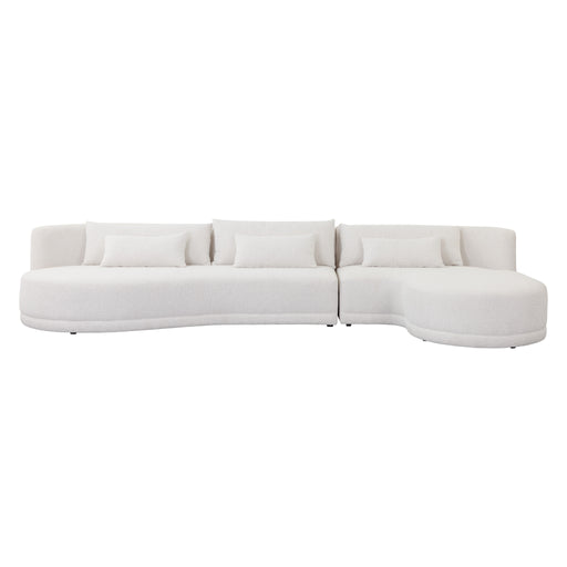 Sunpan Laken White Fabric Mid Century Modern Sofa Chaise - Raf 