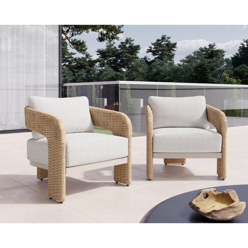 Sunpan Pylos Louis Cream Natural Lounge Chair 