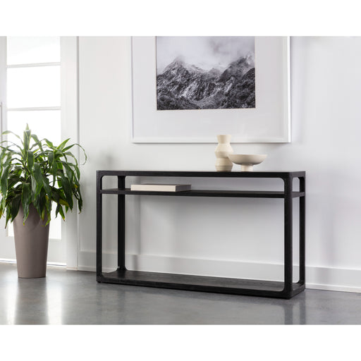 Sunpan Doncaster Black Solid Oak Wood Console Table