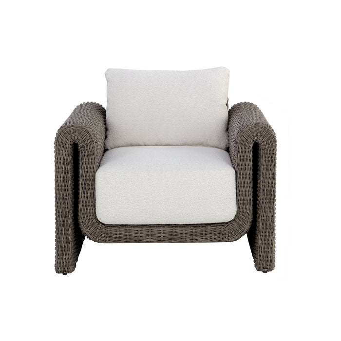 Sunpan Tibi Louis Cream Rattan Lounge Chair 