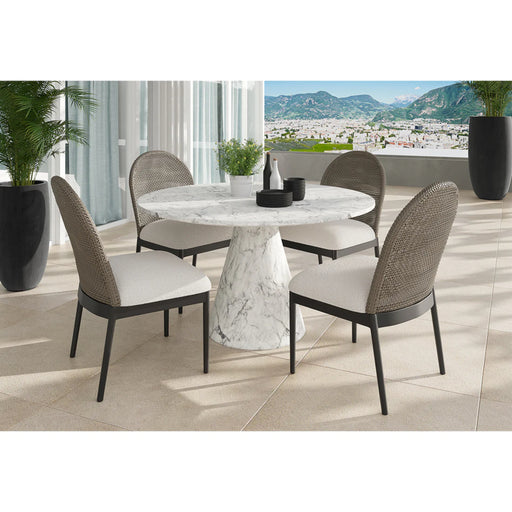 Sunpan Calandri Chair and Round Concrete Dining Table Set