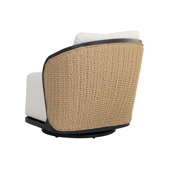 Sunpan Bora White Fabric Modern Swivel Lounge Chair 