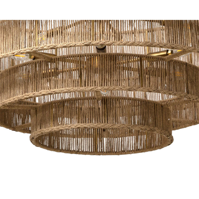 Sunpan Lumina 38" Wide Jute Candelabra Chandelier