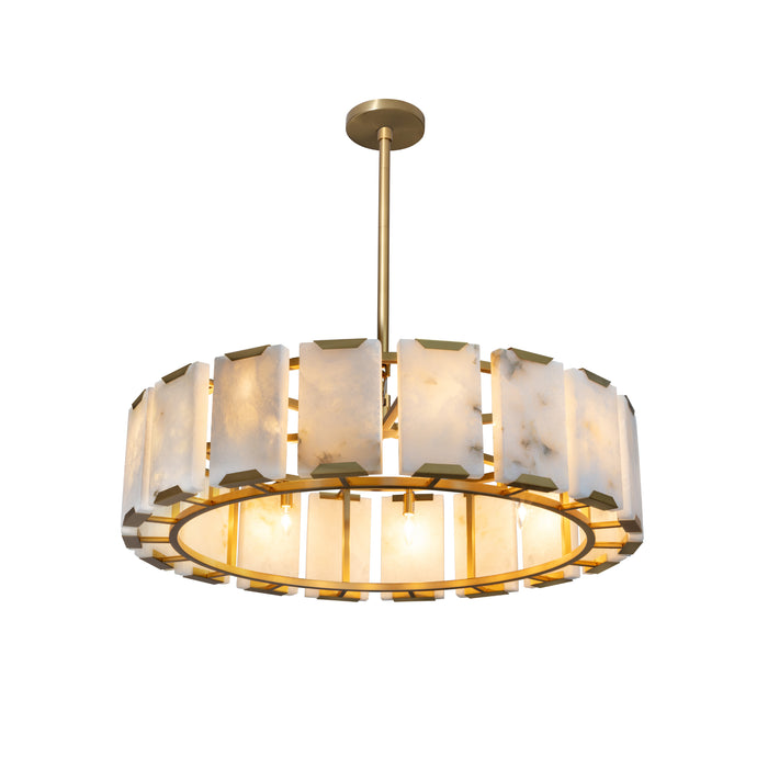 Sunpan Modern Rovira 9-Light Gold Alabaster Chandelier